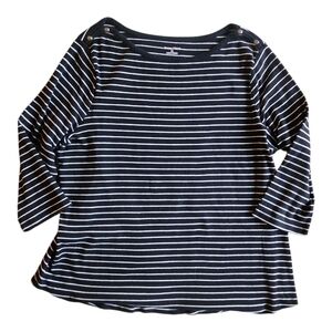 Studio Works Boatneck  3/4 Length Sleeve Black W/White Stripes Size XL Womens